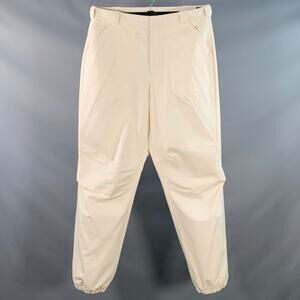 PRADA  36 Beige Cotton Herringbone Tapered Elastic Cuffs Zip Fly Casual Pants